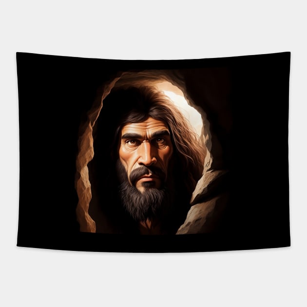 Primitive Watcher Tapestry by AICreativeArts