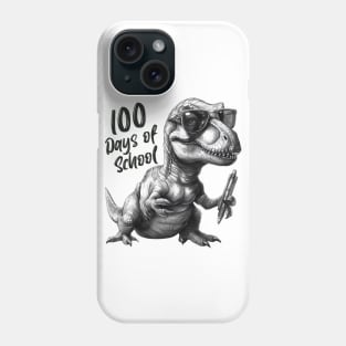 100 days of school T-Rex With Glasses Phone Case