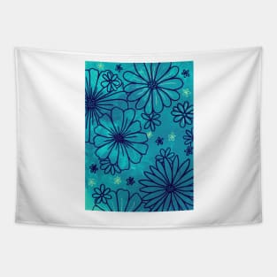 Tie-dye Flowers - Blue Tapestry