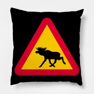 Warning sign from Sweden Moose Elk Pillow