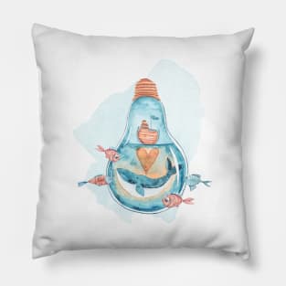 Watercolor cute whale illustration Pillow