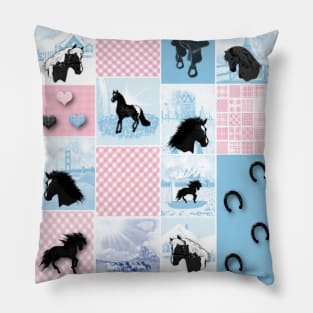 Horse Lovers Patchwork Pattern Pillow