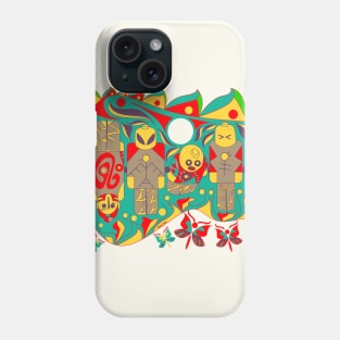 alien toys from space in mayan pattern ecopop Phone Case