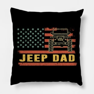 Jeep Dad American Flag Jeep Vintage Jeep Father's Day Gift Jeep papa Pillow