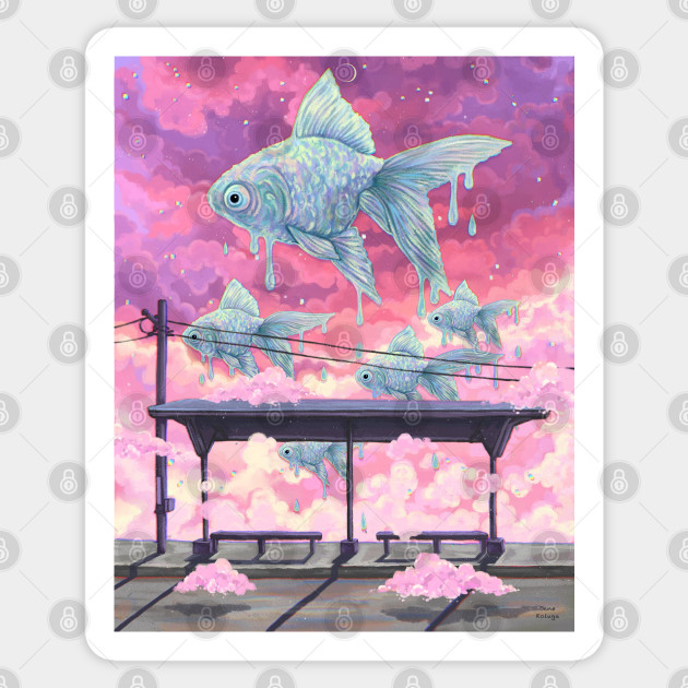 Pink sky - Fish - Sticker