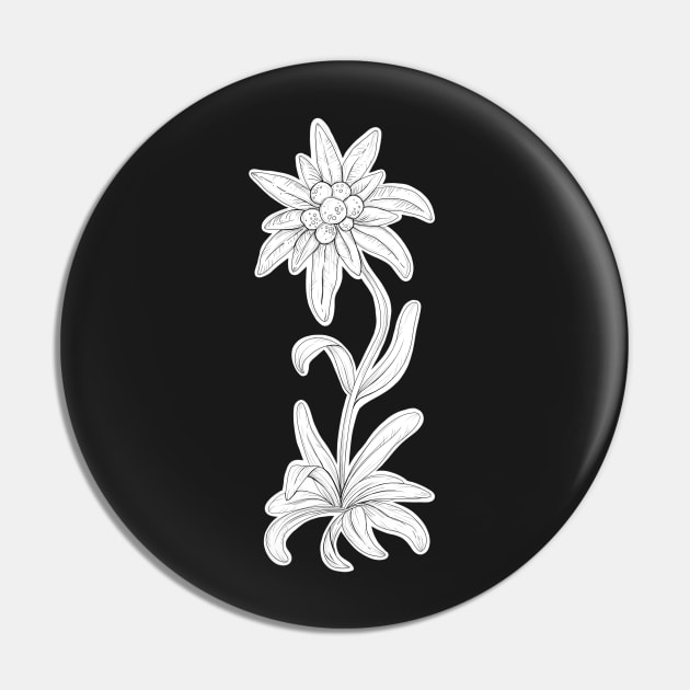 Edelweiss Flower Pen Drawing Pin by emmalouvideos