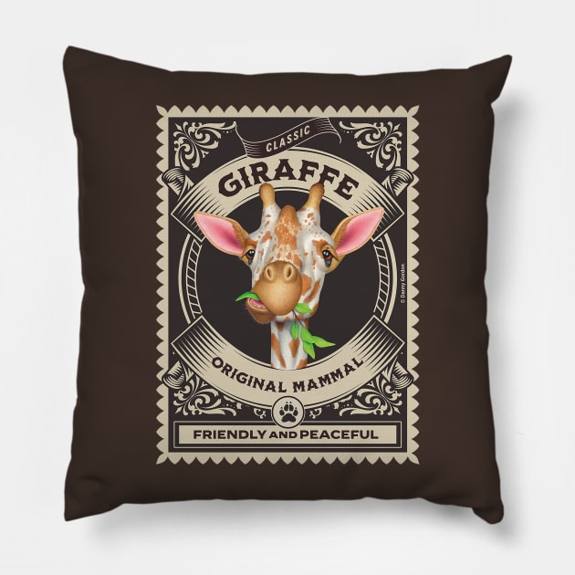 Classic giraffe friendly and peaceful with circle design Pillow by Danny Gordon Art