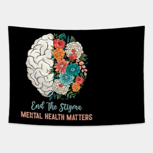 End The Stigma Mental Health Matters Flower Brain Tapestry