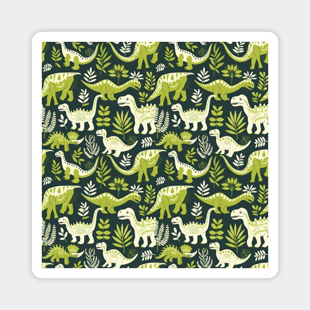 Delightful Dinosaurs in Enchanted Garden Pattern Magnet by star trek fanart and more