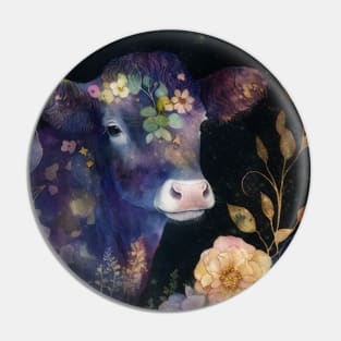 Cow, Watercolor Farm Animals Pin