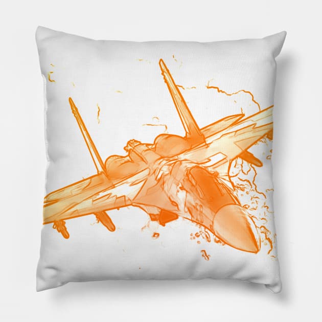 Aviation Fighter Jet yellow Pillow by FasBytes