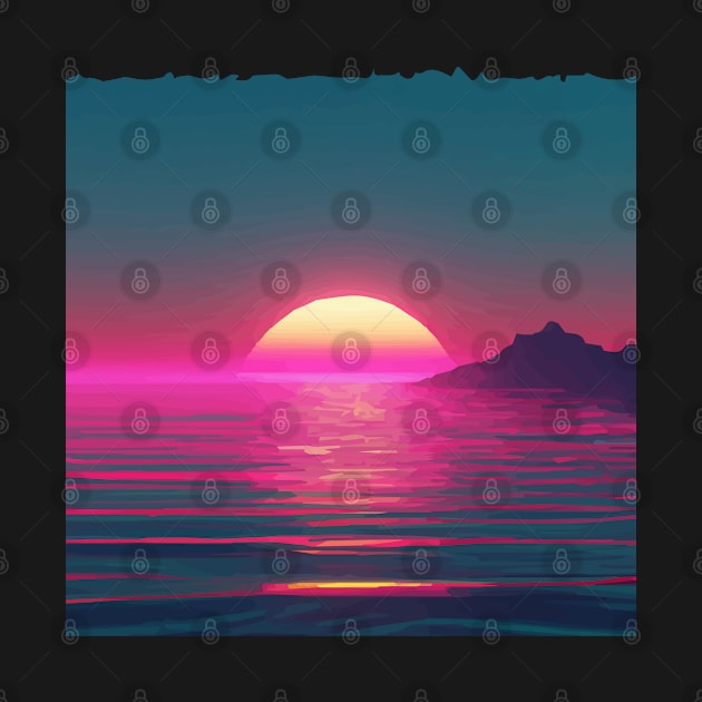 Synthwave style sunset by dblaiya