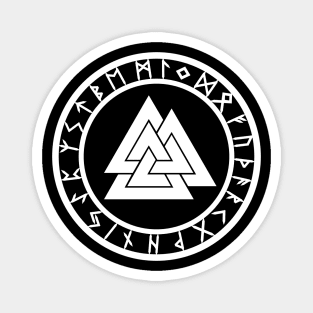 Valknut II /// Rune Circle White Magnet