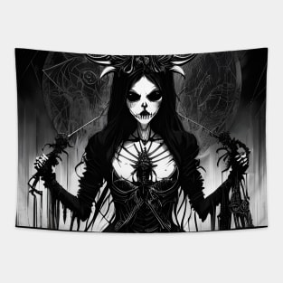 Grim Beauty: Embracing the Dark Side with Black and White Art Tapestry