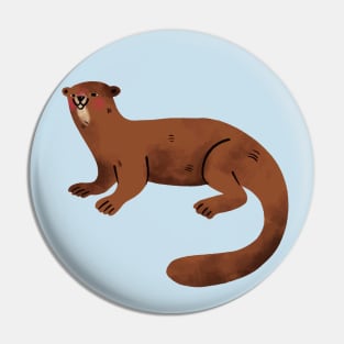 Otter Painting Hand Drawn Pin