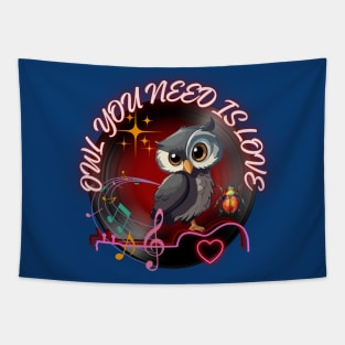 Music vibe Owl you need is love Valentine's Day Tapestry