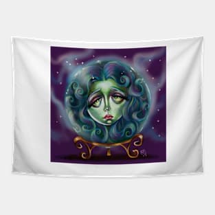 Ghost Woman In Crystal Ball Illustration Tapestry