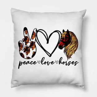 Peace Love Horses Pillow