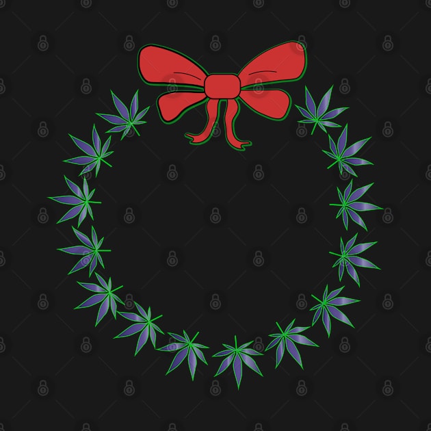 Purple Kush Christmas Wreath Red Bow by Tropic1979