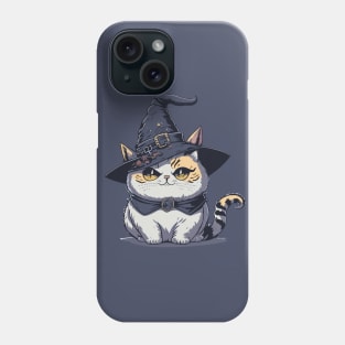 cute cat with a witch hat Phone Case