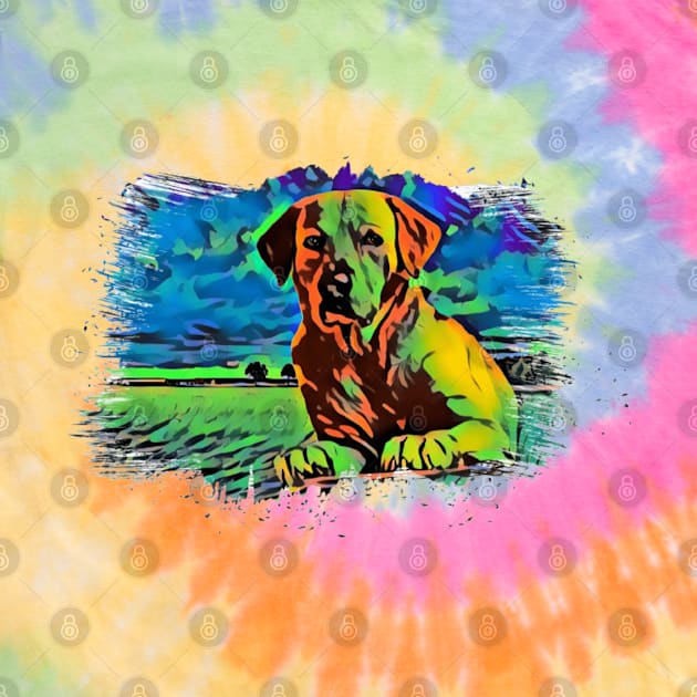 Labrador dog Tie Dye art design by BostonBulldog