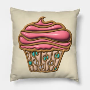 PUFFY 3D CUPCAKE DREAMS Party Pink Buttercream Icing Polka Dots - UnBlink Studio by Jackie Tahara Pillow