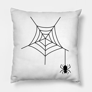 Silhouette of spider and its web Pillow