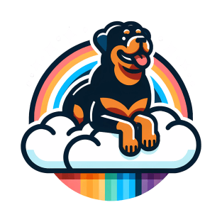 Cute Rottweiler Rainbow Cloud Kawaii Dog Happy Puppy T-Shirt