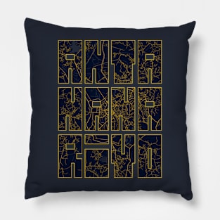 Antananarivo, Madagascar City Map Typography - Gold Art Deco Pillow