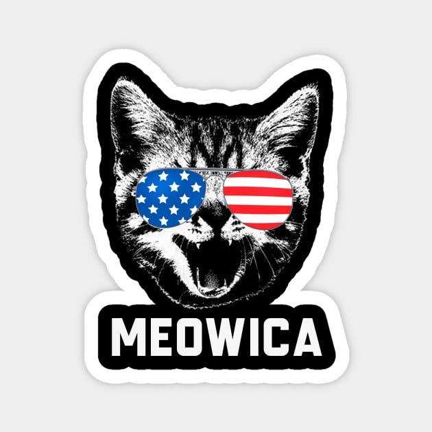 Meowica Cat American Flag 4th Of July Magnet by Rumsa