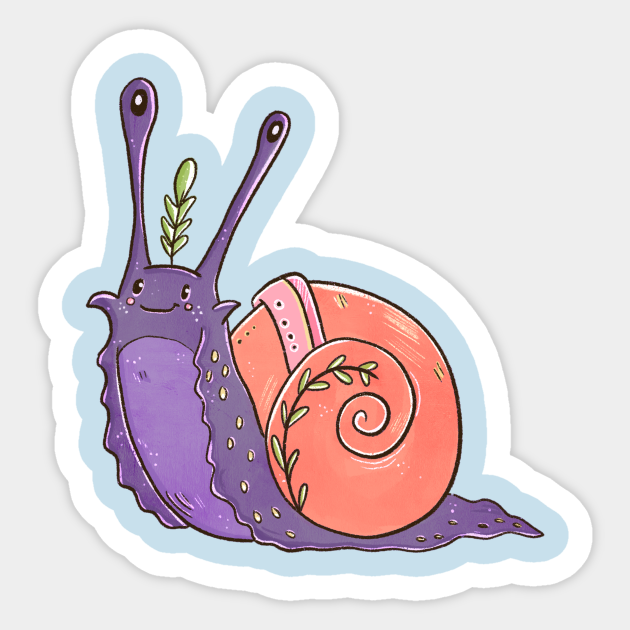A friendly forest snail - Cute Animal Art - Sticker | TeePublic