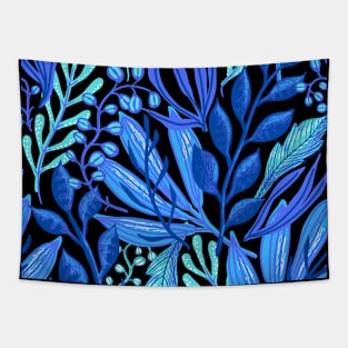 Blue floral leaf pattern themed Tapestry