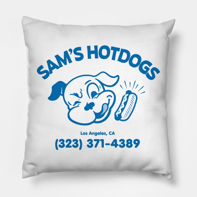 Sam's Hotdogs Pillow by Good Time Retro