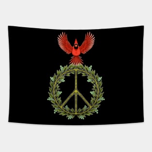 Red Cardinal bird peace symbol Tapestry