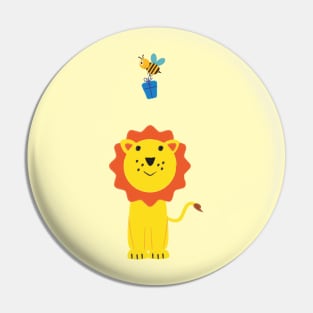 Lion and bee Pin