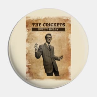 Vintage Old Paper 80s Style The Crickets ///Buddy Holly Pin