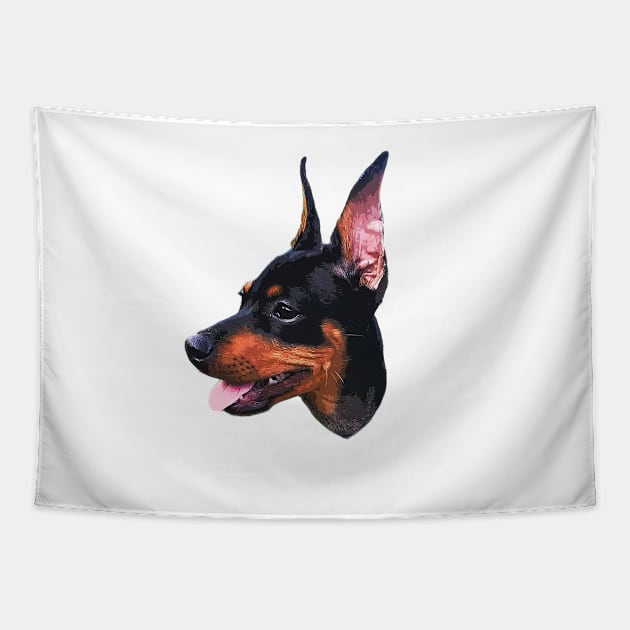 Miniature Pinscher Black and Tan Cute Puppy Dog Tapestry by ElegantCat