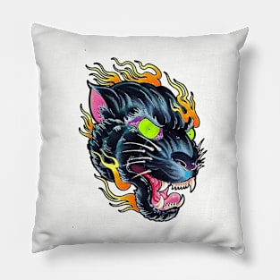 Flaming Panther Pillow