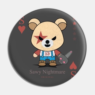 Sawy Nightmare Evil bear chainsaw cute scary cool Halloween card Pin