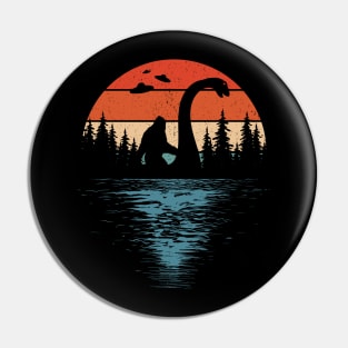 Bigfoot Riding Loch Ness Monster Pin