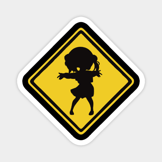 Warning sign - loli god’s v2 Magnet by witart.id