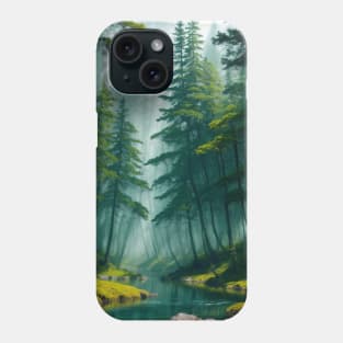 Mysterious Foggy Pine Forest Phone Case