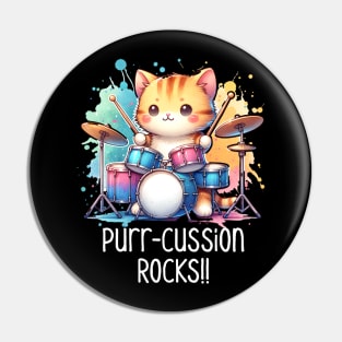 Drumming Kitty Beat: Purr-cussion Rocks Pin