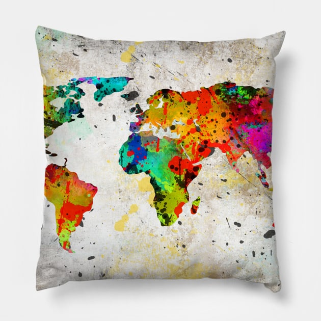 World map Pillow by RosaliArt