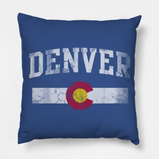 Vintage Denver Colorado Flag Retro Pillow