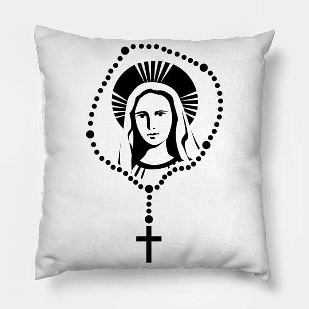 Virgin Mary & Catholic Rosary Pillow by Wizardmode