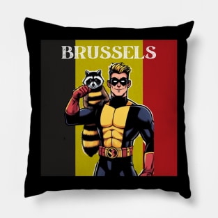 Brussels Comic Book Superhero Raccoon Belgian Pillow