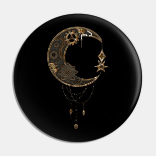 Noble steampunk moon with gears Pin