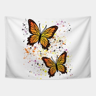 Beautiful Butterflies with Colorful Splatters Tapestry