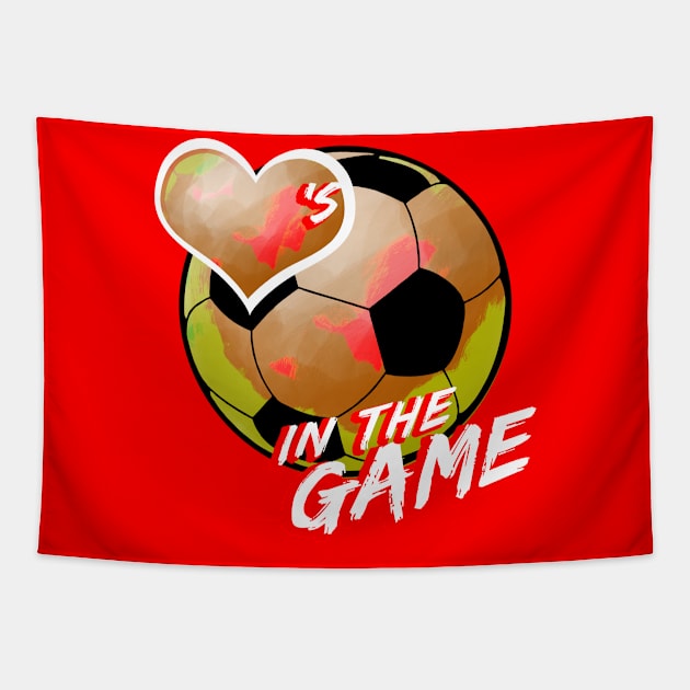 Soccer - Hearts In The Game - Red Tapestry by MakeNineDesigns